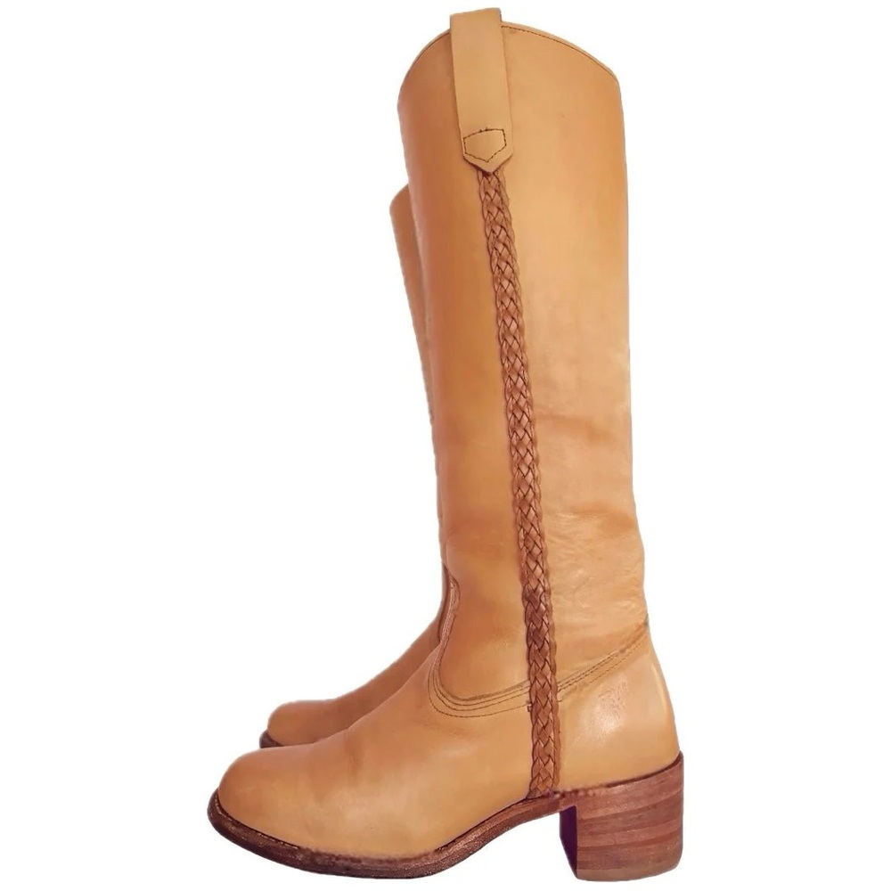 FRYE Vintage Campus Sabrina Braided Tall Knee High Leather Boots (RARE)